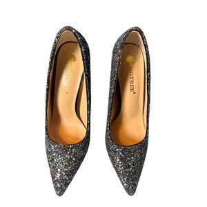 Bigtree Women Silver Blue Black Glitter Pointed Toe Stiletto Pump KL9219-1-37